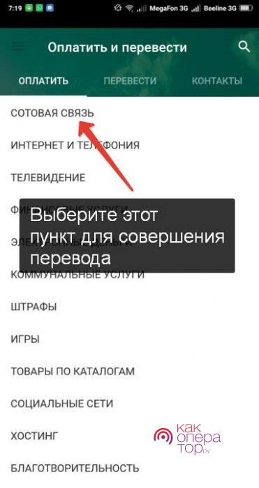 Услуга «Мобильный перевод по SMS»